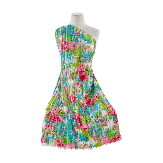 Zelouf Water Floral Print On Ruffle , Sewing, DIY, Crafts Fabric by the Yard, Kiwi Punch, 10 Yard