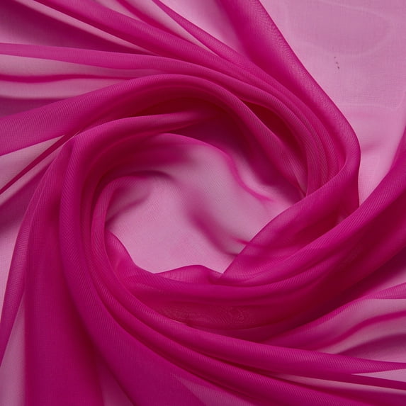 Zelouf Whisper Chiffon , Sewing, DIY, Crafts Fabric by the Yard, Fuchsia Maui, 10 Yard