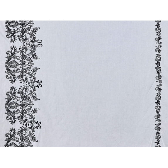 Zelouf Wild Haven Embroidery Cotton Voile , Sewing, DIY, Crafts Fabric by the Yard, White/black, 1 Yard