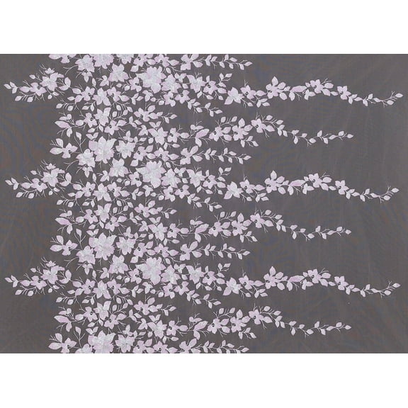 Zelouf Yarrow Embroidery Sequin Glitter Mesh , Sewing, DIY, Crafts Fabric by the Yard, Violet Mist, 3 Yard