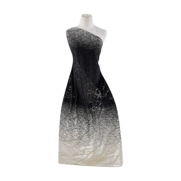 Zelouf Yoko Floral Ombre Foil Lace  , Sewing, DIY, Crafts Fabric by the Yard, Black/gold, 20 Yard