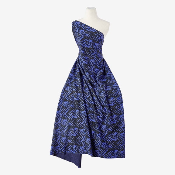 Zelouf Zena Herringbone Scuba Crepe Jacquard  , Sewing, DIY, Crafts Fabric by the Yard, Blue/black, 20 Yard