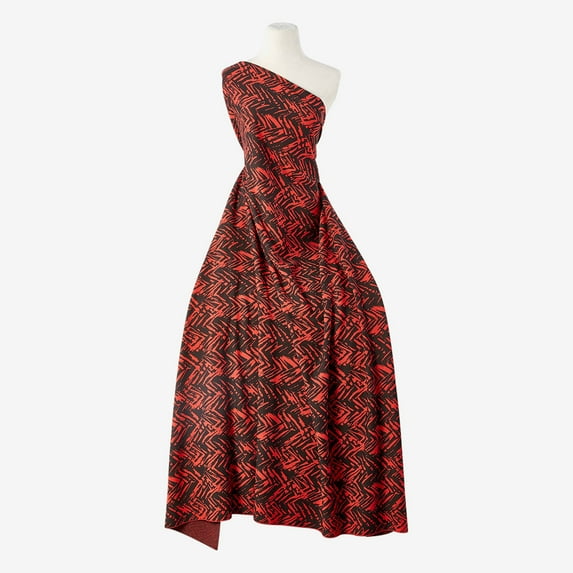 Zelouf Zena Herringbone Scuba Crepe Jacquard , Sewing, DIY, Crafts Fabric by the Yard, Red/black, 1 Yard
