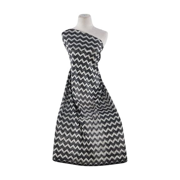 Zelouf Zig Zag Lace With Foil , Sewing, DIY, Crafts Fabric by the Yard, Black, 3 Yard