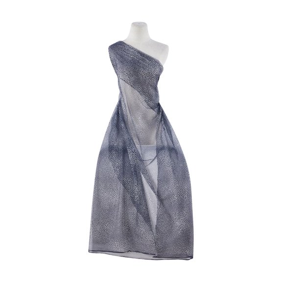 Zelouf Zinna Burst Glitter Mesh  , Sewing, DIY, Crafts Fabric by the Yard, Navy/silver, 5 Yard