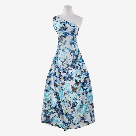 Zelouf Zs1401F Print Hi Multi Chiffon , Sewing, DIY, Crafts Fabric by the Yard, 409Ltputty/blue, 3 Yard