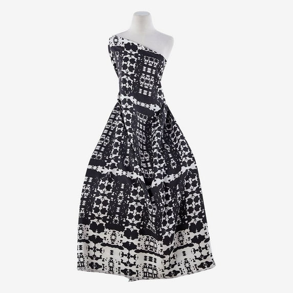 Zelouf Zs1401Hh Print Shantung , Sewing, DIY, Crafts Fabric by the Yard, 199Ltcream/blk, 10 Yard