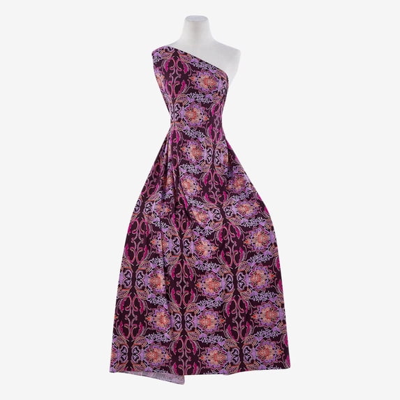 Zelouf Zs1407J Print Ity , Sewing, DIY, Crafts Fabric by the Yard, 668Plum/magenta, 1 Yard