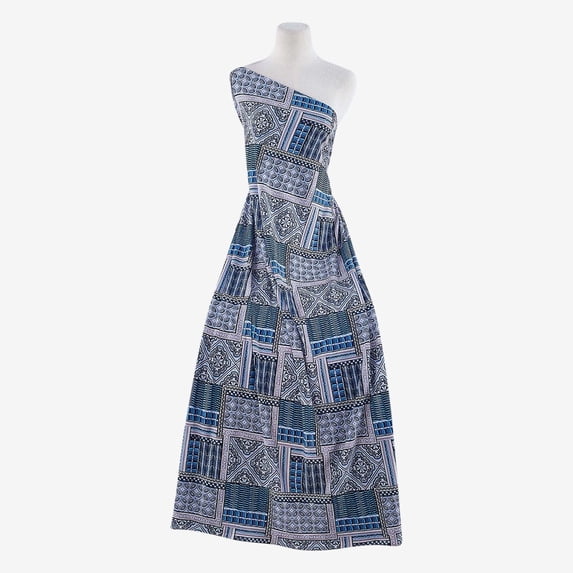 Zelouf Zs1610H Print Crepe Knit , Sewing, DIY, Crafts Fabric by the Yard, 424 Blue/mink, 5 Yard