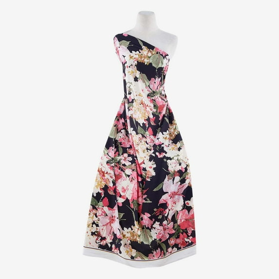 Zelouf Zs1610M-1 Print Belle Crepe , Sewing, DIY, Crafts Fabric by the Yard, 913 Blk/lipstick, 5 Yard