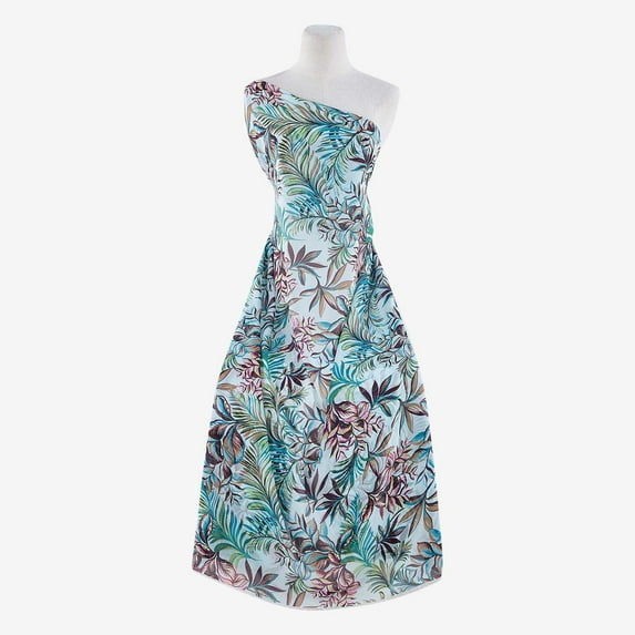 Zelouf Zs1610N Print Hi Mutli Chiffon , Sewing, DIY, Crafts Fabric by the Yard, 467Aqua/wine, 1 Yard