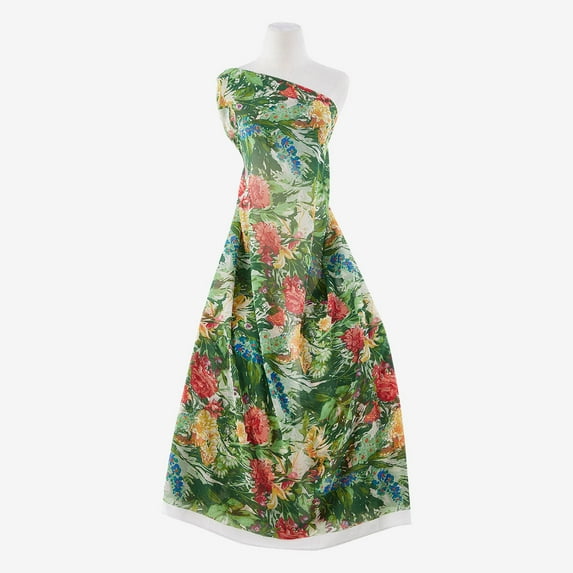 Zelouf Zs1704Dd-1 Print Hi Multi Chiffon , Sewing, DIY, Crafts Fabric by the Yard, Primary/green, 10 Yard