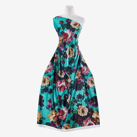Zelouf Zs1711Rr Print Velvet , Sewing, DIY, Crafts Fabric by the Yard, 735 Green/rose, 3 Yard