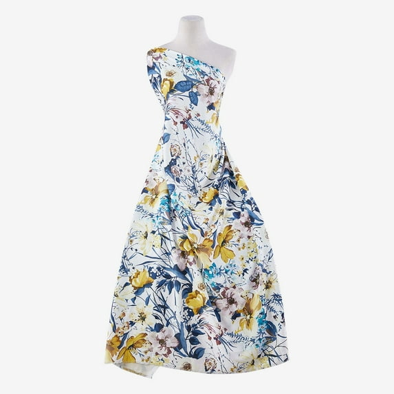 Zelouf Zs1801H Print St Poly Satin , Sewing, DIY, Crafts Fabric by the Yard, 152 White/natur, 10 Yard