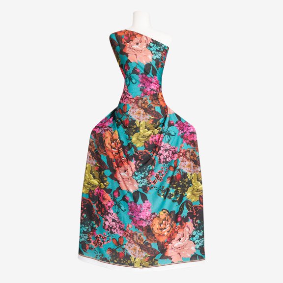 Zelouf Zs1805Iiii Poly Shimmer , Sewing, DIY, Crafts Fabric by the Yard, 487 Teal/salmon, 3 Yard