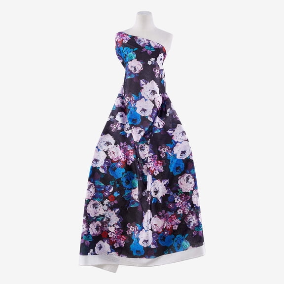Zelouf Zs1808Ss Print Poly Shimmer , Sewing, DIY, Crafts Fabric by the Yard, 966 Blk/purple, 20 Yard