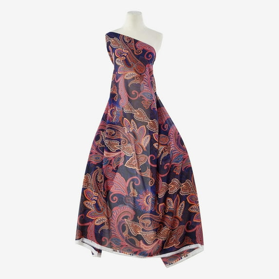 Zelouf Zs1906Z Print Hi Multi Chiffon , Sewing, DIY, Crafts Fabric by the Yard, 428 Blue/tan, 7 Yard