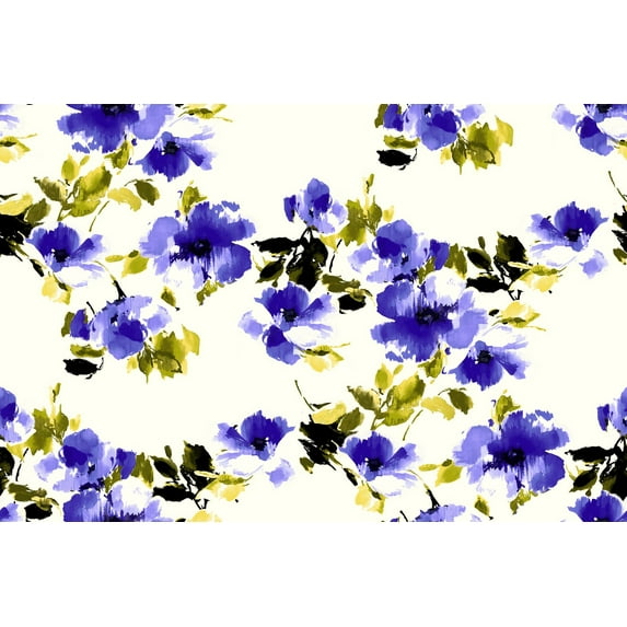 Zelouf Zs1910M Print Yoryu , Sewing, DIY, Crafts Fabric by the Yard, Cream/blue, 7 Yard