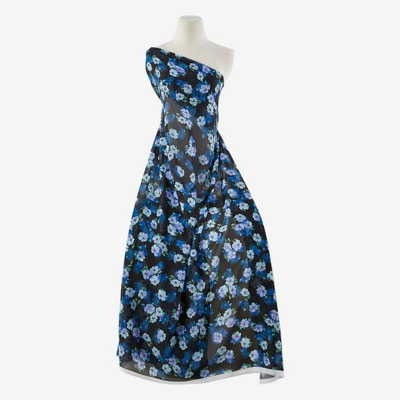 Zelouf Zs1911K Print Hi Multi Chiffon  , Sewing, DIY, Crafts Fabric by the Yard, 946 Black/blue, 3 Yard