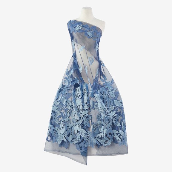 Zelouf Zuri Single Border Embroidery Mesh , Sewing, DIY, Crafts Fabric by the Yard, Burgundy Combo, 7 Yard