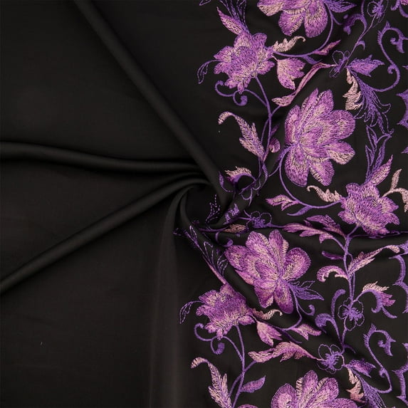 Zelouf therese Single Border Embroidery On Scuba , Sewing, DIY, Crafts Fabric by the Yard, Magenta, 7 Yard