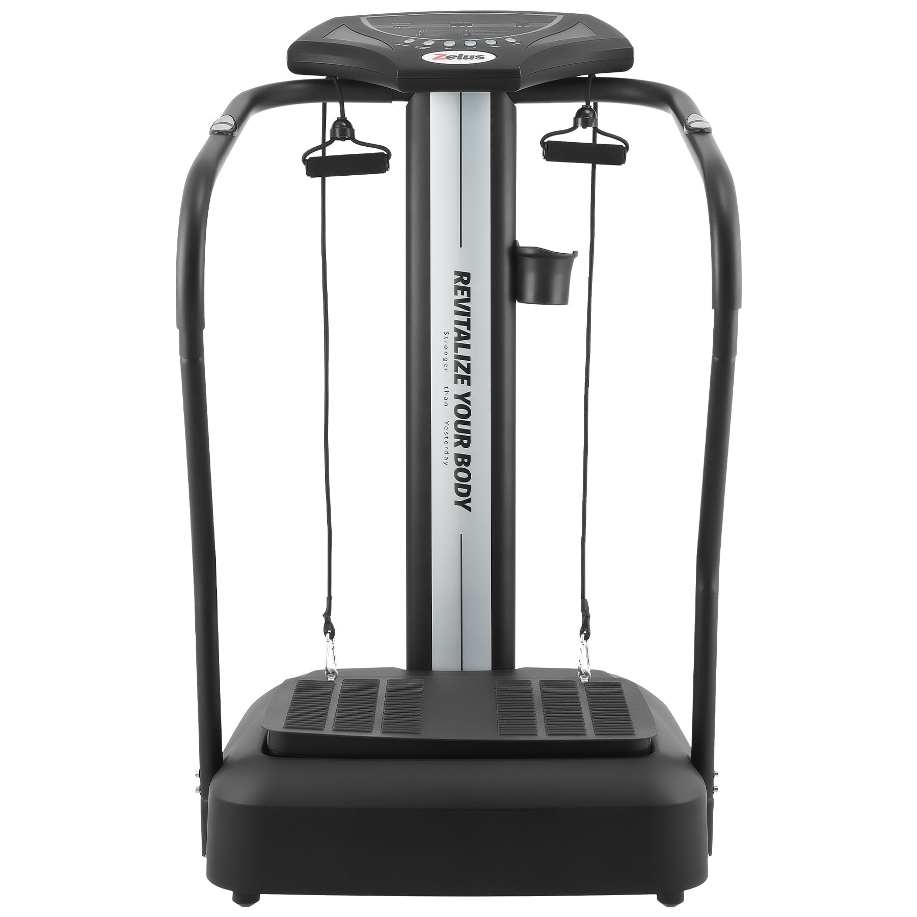 Zelus Whole Body Vibration Plate 500W Exercise Platform 99 Levels Steel Black with Resistance Bands