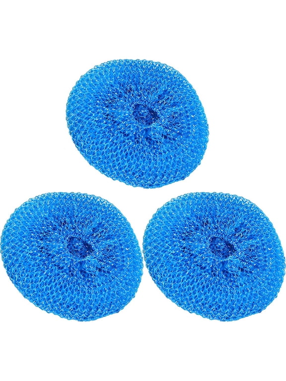 3 Pcs Dish Scrubbers for Dishes, Pot Round Scrubber, Blue Mesh Scouring, Durable Non-Scratch Dish Pads for Kitchen Cleaning, Washing Dishes, 3.15 inch,3.15 inch,Blue