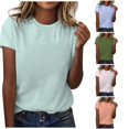 thumbnail image 1 of Zemara Womens T Shirts, Women's T-Shirts - Women's Classic Versatile Daily Short Sleeved Solid Color Casual Round Neck T Shirt Mint Green L, 1 of 5