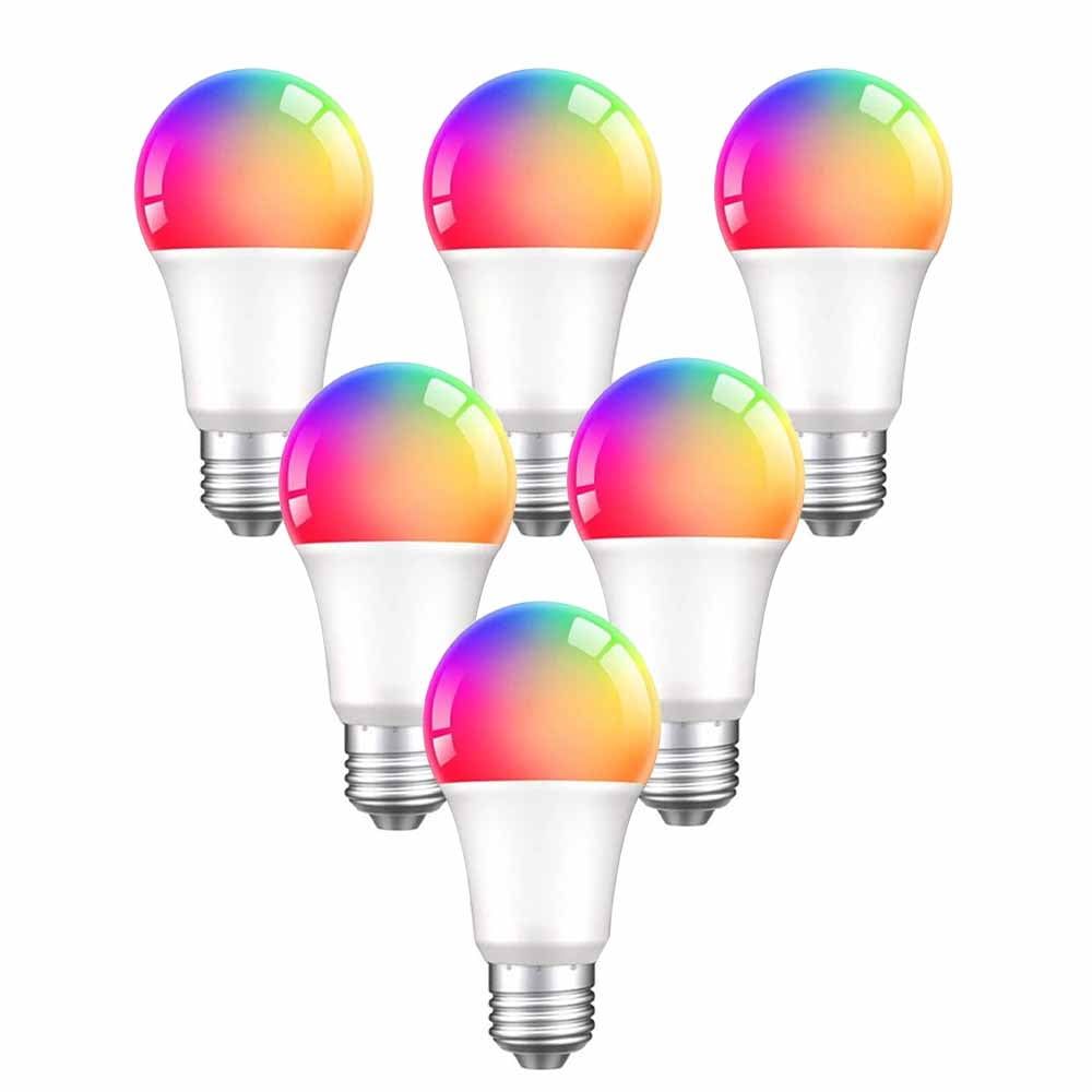 Zemismart Smart Light Bulb, Zigbee RGBCW Dimmable LED Bulb, Work with Google & Alexa, E27 9W LED Color Changing Light Bulb, Compatible with Tuya/Smartthings, 6-Pack