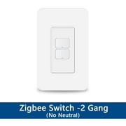 Zemismart Tuya Zigbee No Neutral Wall Light Switch 2 Gang Alexa Google Home US Interrupter Support HomeKit via ZMHK-01 Hub