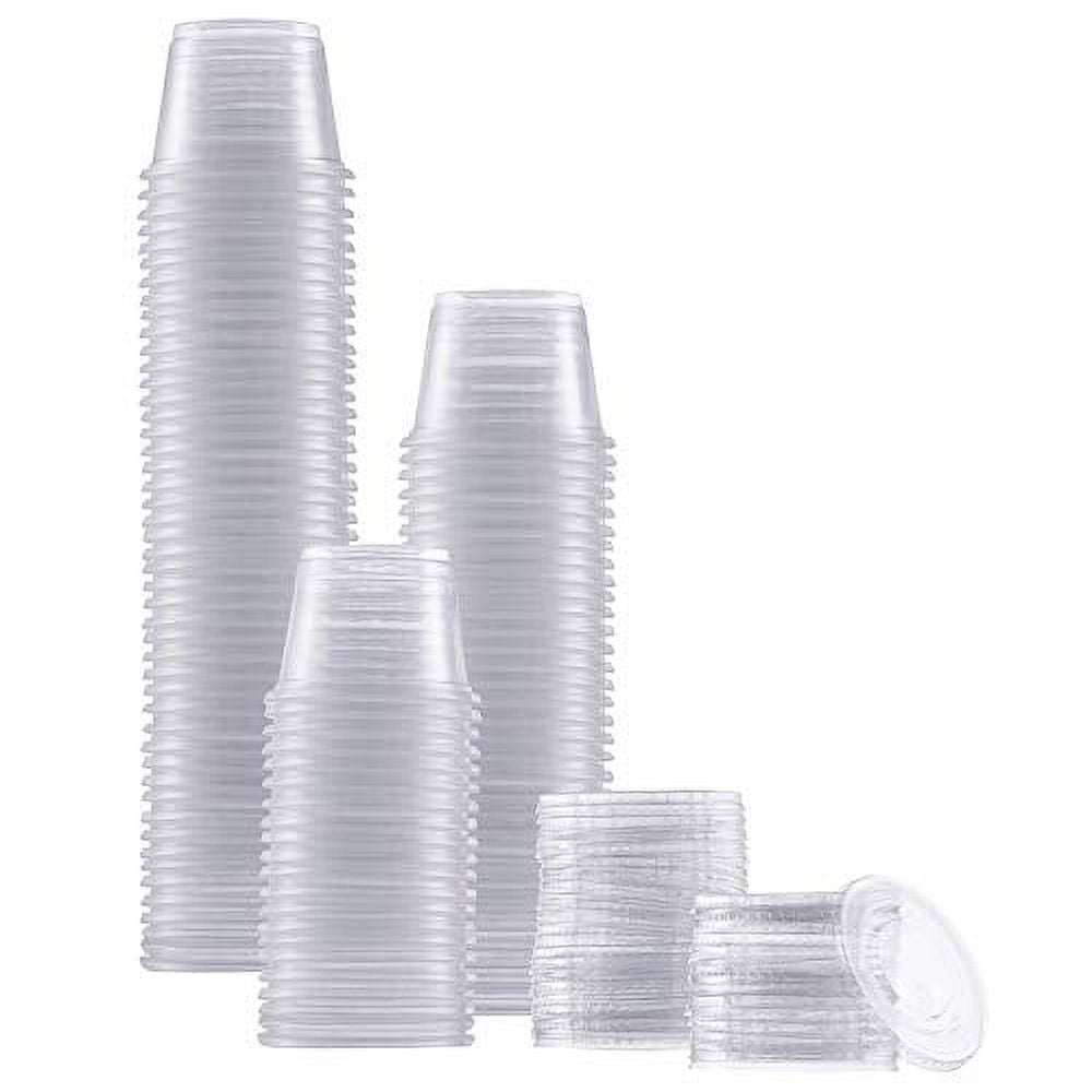FULING [200Pack-2oz Small Plastic Containers with Lids, Jello Shot Cups,  Condiment Cups for Meal Prep, Portion Control, Salad Dressing Slime Medicine