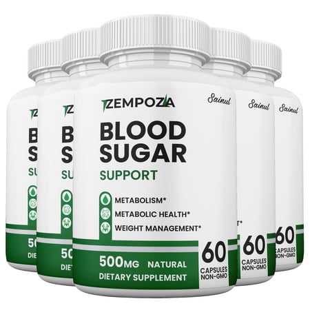Zempoza Blood Sugar Control Capsules, Official Formula, Maximum Strength Supplement 5 Month Supply (5 Pack)