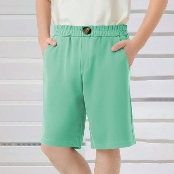 Zemub Affordable Linen Shorts Summer Children Kids Boy Girl Solid Color Casual Pants Shorts Elastic Waist Pants Mint Green 4 Years