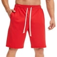 thumbnail image 1 of Zemub Men Casual Solid Pocket Elastic Waist Straight Half Shorts Pants Sport Pants(Red,XXL), 1 of 8