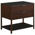 thumbnail image 1 of Zemy Side End Table, 2 Drawers, Open Shelf, Black Metal, Rust Brown, 1 of 5