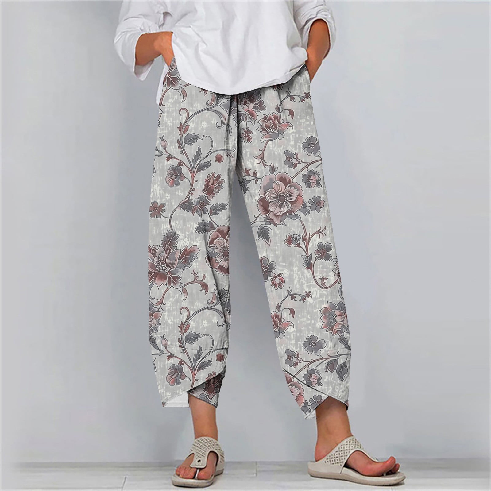 Ladies Printed Capri Pants 2026.Zemzhal Capri Pants for Women, Ladies Summer Comfortable Loose Wide ...
