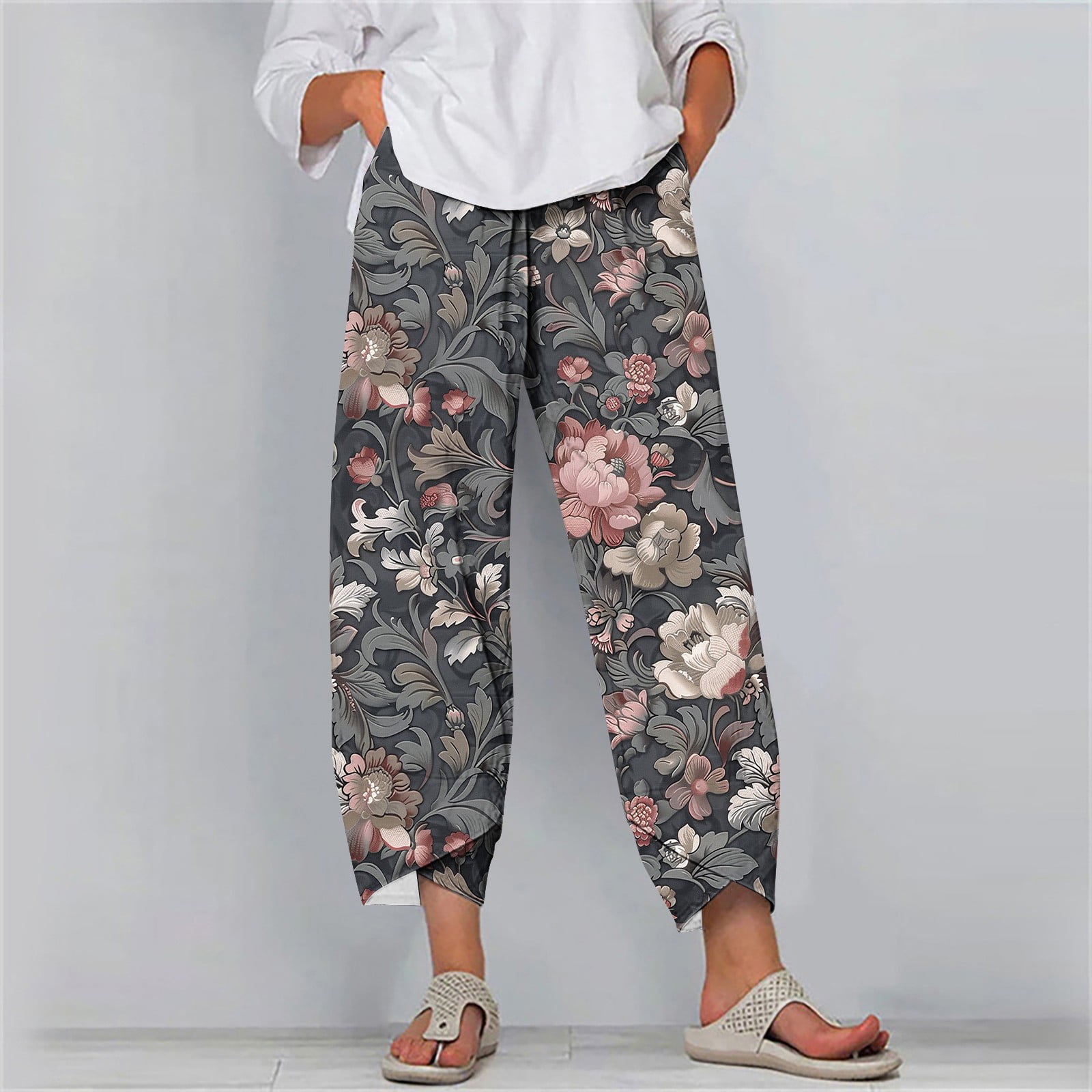 Ladies Printed Capri Pants 2026.Zemzhal Capri Pants for Women, Ladies Summer Comfortable Loose Wide ...