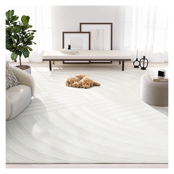 Zen 4' x 6' Cream Rug Neutral Modern Pattern, Medium Soft Area Rug for Living Room & Bedroom, Durable & Easy to Clean