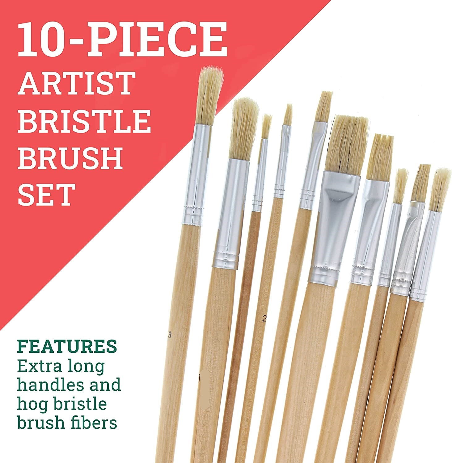 Zen Art Supply 10 Pc Artist Paint Brush Set All Purpose Oil Watercolor