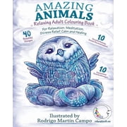 Zen Art Therapy with One Sided Mandala P RELAXING Adult Colouring Book Amazing Animals - For Relaxation, Meditation, Stress Relief, Calm And Healing, Paperback
