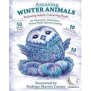 Zen Art Therapy with One Sided Mandala Pattern - Mindfulness for Ladies and Men RELAXING Adult Colouring Book AMAZING WINTER ANIMALS - For RELAXATION, MEDITATION, STRESS RELIEF, CALM and HEALING Pa