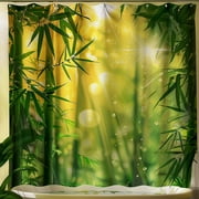 Zen Bamboo Bliss: Shower Curtain with Sunlit Forest Design Enhance Your Bathroom with NatureInspired Elegance