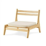 Zen Bamboo Canvas Sponge Solid Print Accent Chair with Cushion, Bamboo