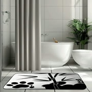 Zen Bamboo Silhouette Shower Curtain with Panda Paws Print Modern Bathroom Decor Tranquil Zen Vibe NatureInspired Design
