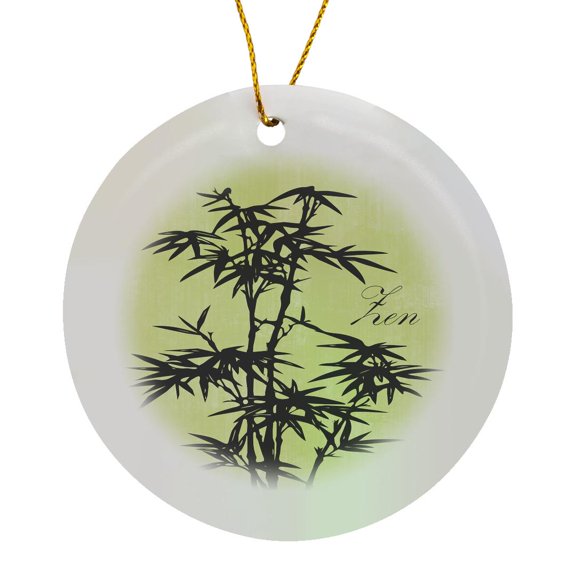 3drose, Zen Bamboo- Simple Art- Plants, Circle Porcelain Ornament