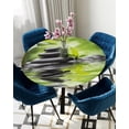 thumbnail image 1 of Zen Bamboo Stone Nature Round Elastic Edged Table Cover Protector Cloth Waterproof Polyester Rectangle Fitted Tablecloth, 1 of 5