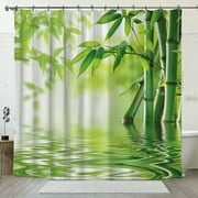 Zen Bamboo Water Reflection Shower Curtain Tranquil Nature Theme Bathroom Decor