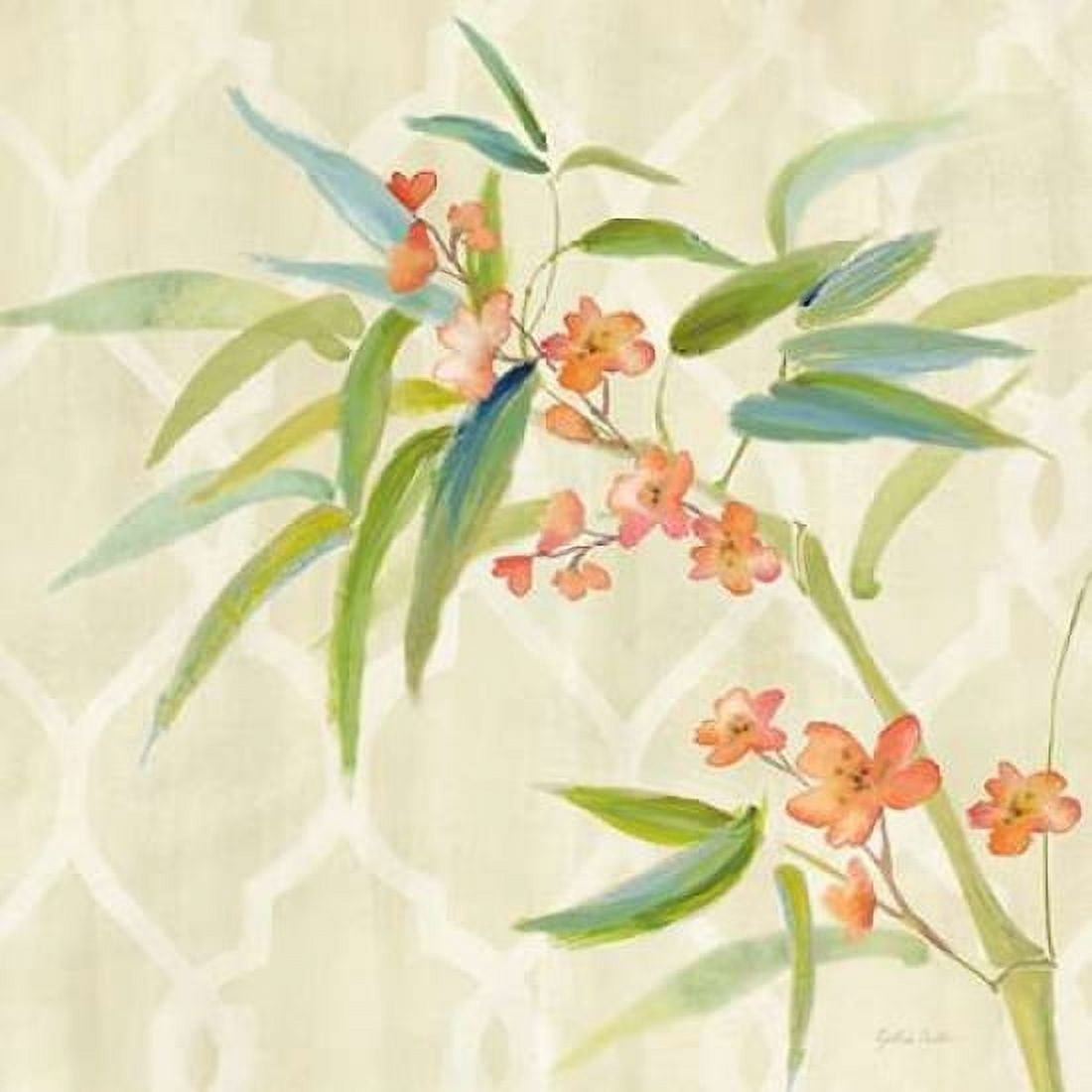 Zen Bamboo wblossoms II Canvas Art - Cynthia Coulter (24 x 24)
