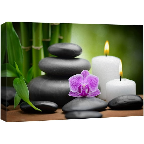 Zen Basalt Stones and Orchid Spa Beauty and Calmness Concept (24" 36")