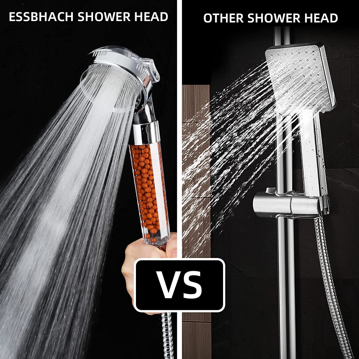 Zen Body Shower Head, High Pressure Hand Held Rainfall 3 Mode Shower